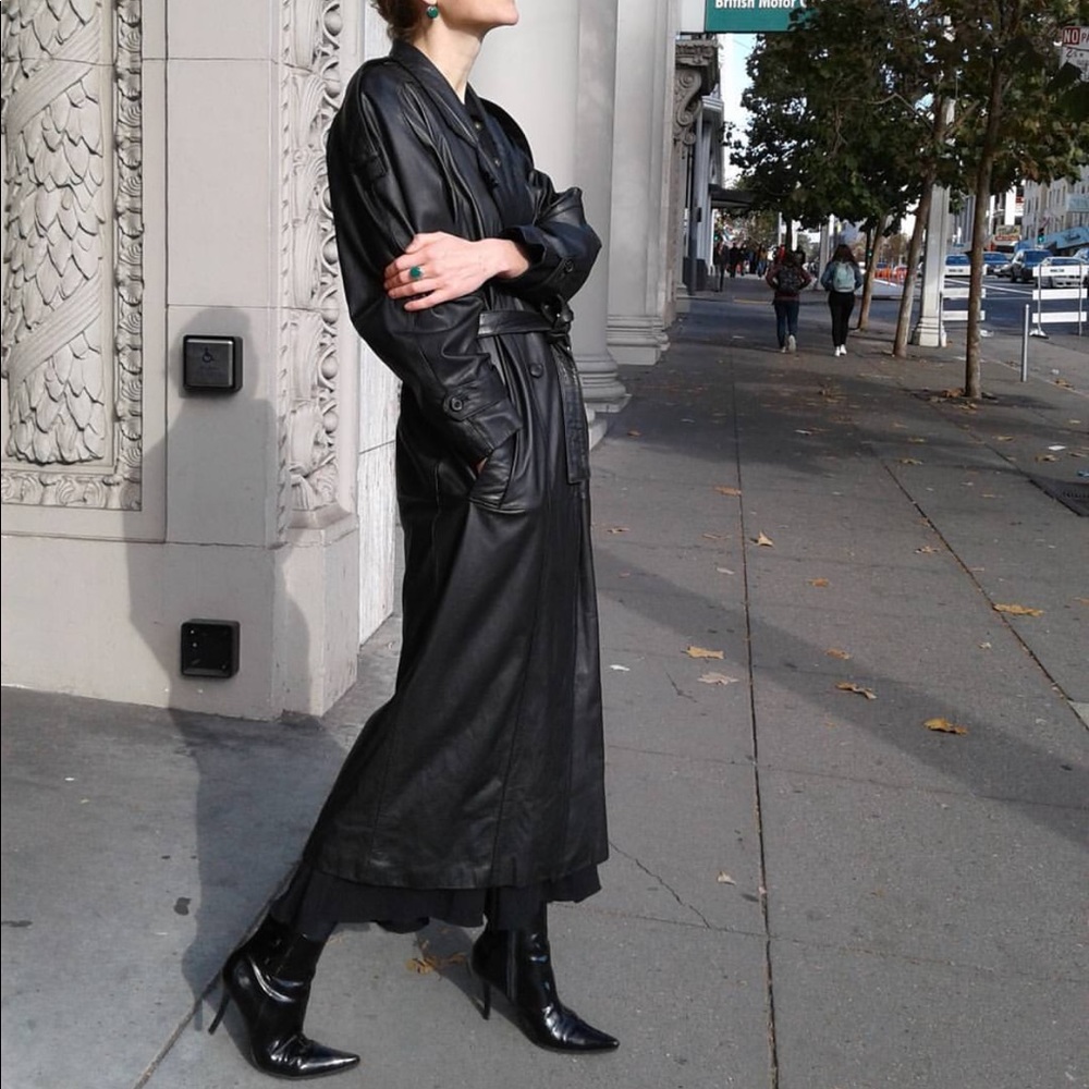 A real vintage real leather oversized coat